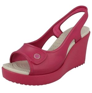 Crocs Havana Wedge Slingback Sandals Womens 9 Pink Barbiecore